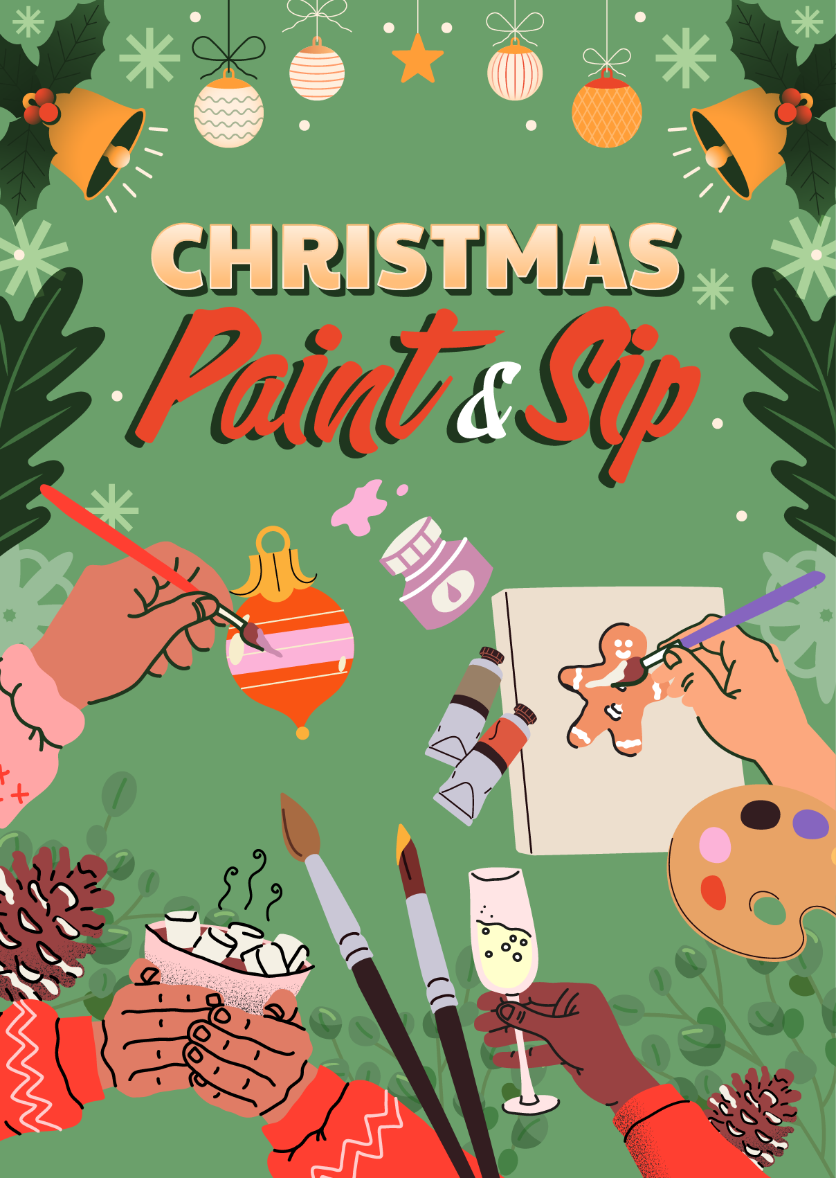 Paint & Sip - Christmas Baubles vs Canvases